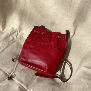 Bottega Veneta Red Bucket Bag Made in Italy with Italian Leather